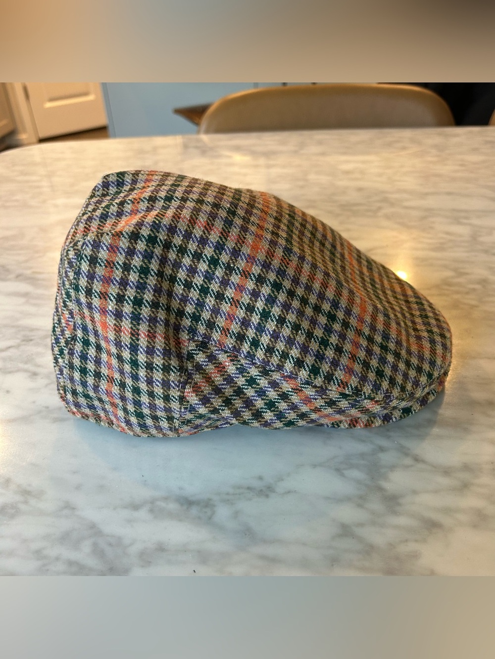 Diadem Multicolor Houndstooth Flat Newsboy Cap Men Size Large approx 23” around - Picture 8 of 9